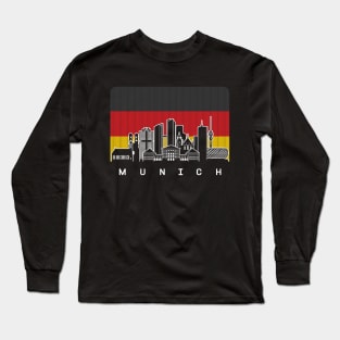 Munich Germany Skyline German Flag Long Sleeve T-Shirt